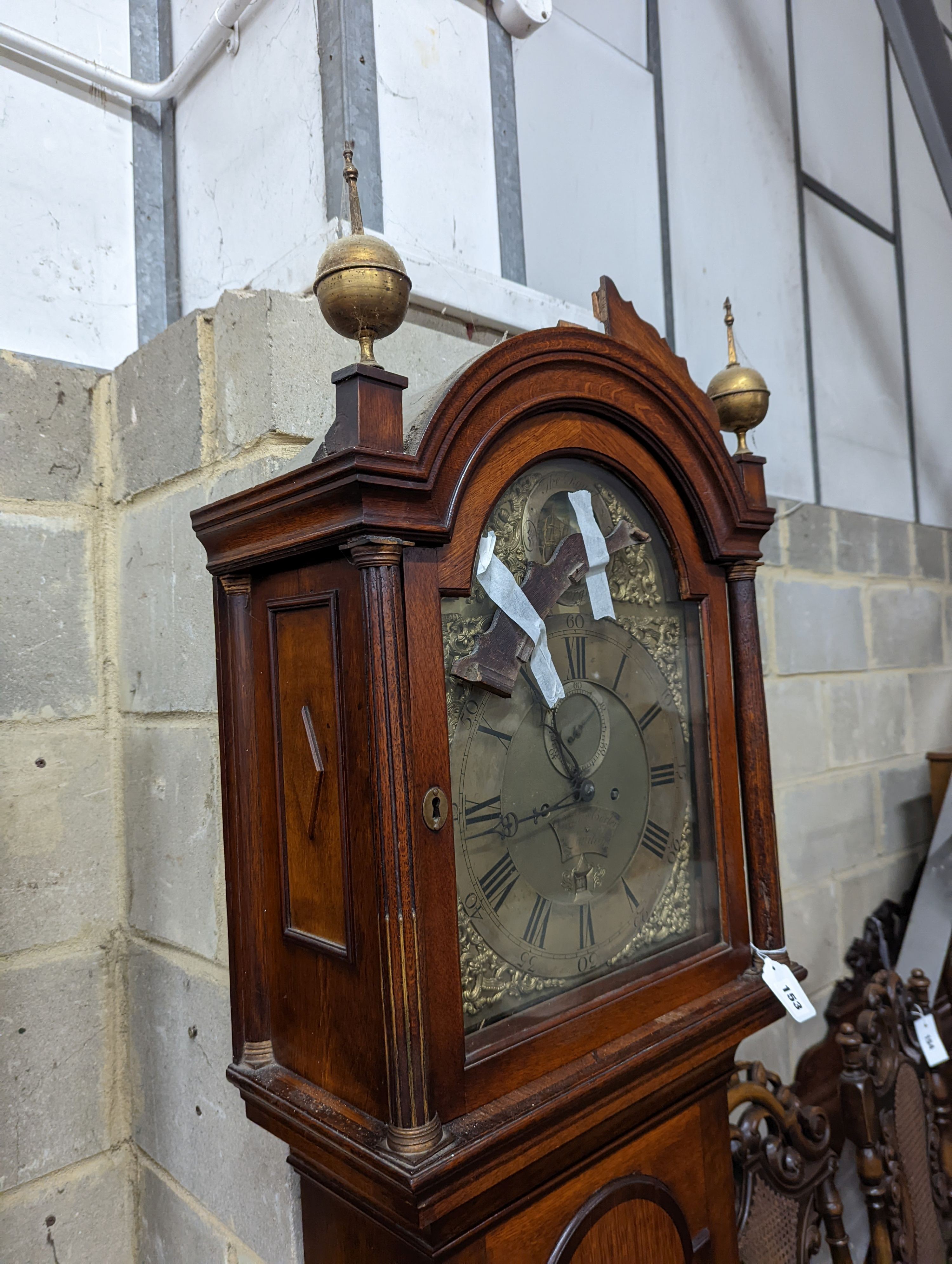A George III oak 8 day longcase clock, marked William Carter, London (later cased), height 220cm